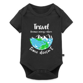 travel because money return time doesn't - Baby Premium Kurzarmbody - Schwarz - Vorne