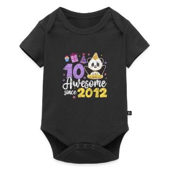 Panda 10th Birthday - Baby Premium short-sleeve bodysuit - black - Front
