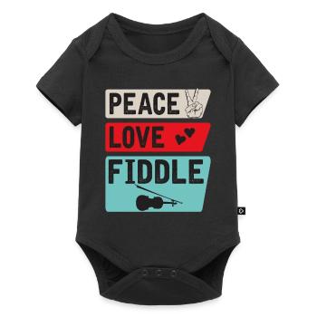 Peace Love Fiddle Musical Instrument - Baby Premium short-sleeve bodysuit - black - Front