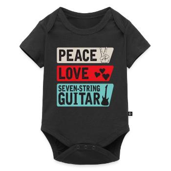 Peace Love Musique de guitare à sept cordes - Body à manches courtes Premium Bébé - noir - Devant