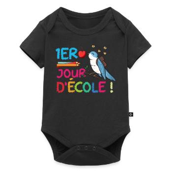 1er Jour D École humour rentrée scolaire oiseaux - Body à manches courtes Premium Bébé - noir - Devant