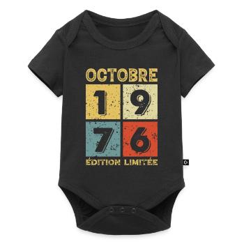 Anniversaire Vintage Idée Cadeau Octobre 1976 - Body à manches courtes Premium Bébé - noir - Devant