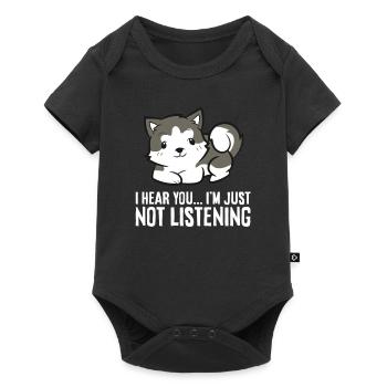Husky Dog Je t’entends, je n’écoute tout simplement pas - Body à manches courtes Premium Bébé - noir - Devant