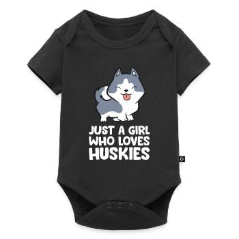Siberian Husky Girl Just a Girl Who Loves Huskies - Baby Premium Kurzarmbody - Schwarz - Vorne