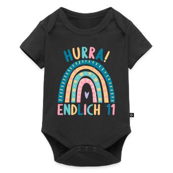 11 Jahre alt Rainbow Regenbogen 11. Geburtstag - Baby Premium Kurzarmbody - Schwarz - Vorne