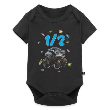 Demi-année 6 mois Anniversaire Monster Truck - Body à manches courtes Premium Bébé - noir - Devant