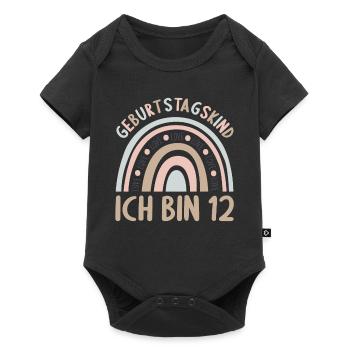 12 Jahre alt Rainbow Regenbogen 12. Geburtstag - Baby Premium Kurzarmbody - Schwarz - Vorne
