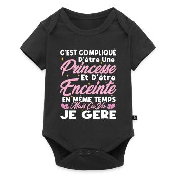 C'est compliqué d'être une princesse et enceinte - Body à manches courtes Premium Bébé - noir - Devant
