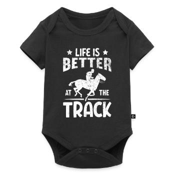 La vie est meilleure à la course de chevaux de piste - Body à manches courtes Premium Bébé - noir - Devant