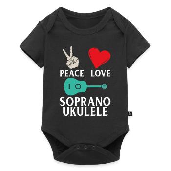 Peace Love Soprano Ukulele Instrument - Baby Premium short-sleeve bodysuit - black - Front