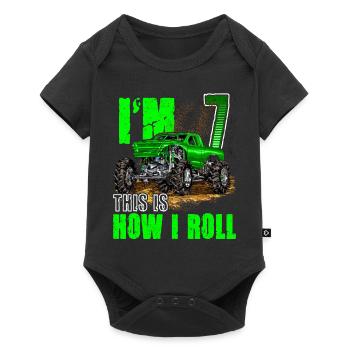 7ème anniversaire Monster Truck pour garçons et filles 7 ans - Body à manches courtes Premium Bébé - noir - Devant