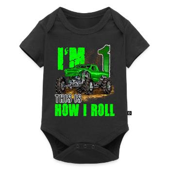 1er anniversaire Monster Truck pour garçons et filles 1 an - Body à manches courtes Premium Bébé - noir - Devant