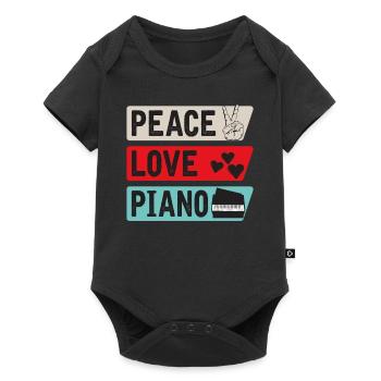 Peace Love Piano Musical Instrument - Baby Premium short-sleeve bodysuit - black - Front