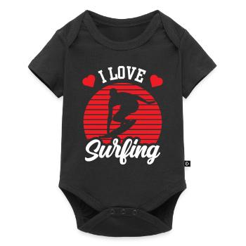 I love Surfing Surfer Surfboard - Baby Premium short-sleeve bodysuit - black - Front