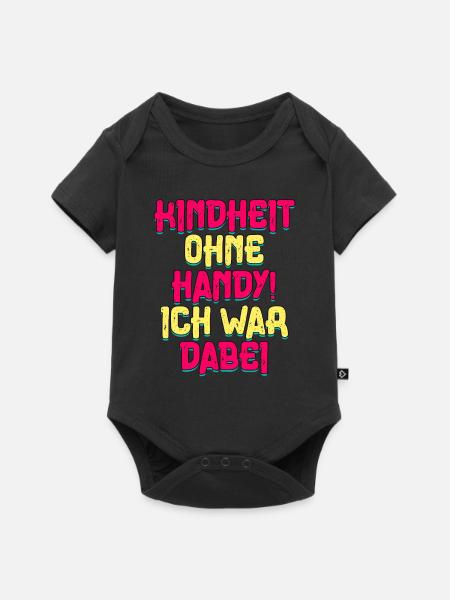 80er Jahre Kinderheit Ohne Handy - Baby Premium Kurzarmbody - Schwarz