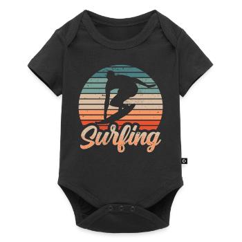 Surfing Surfing Surfer Surfboard - Baby Premium short-sleeve bodysuit - black - Front