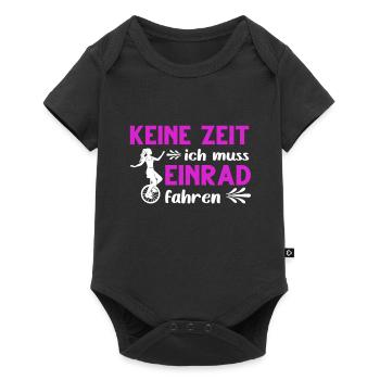 Keine Zeit Mädchen Unicycle Kinder Einrad - Baby Premium Kurzarmbody - Schwarz - Vorne
