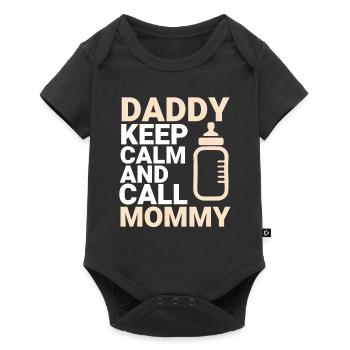 keep calm papa mama baby - Baby Premium short-sleeve bodysuit - black - Front