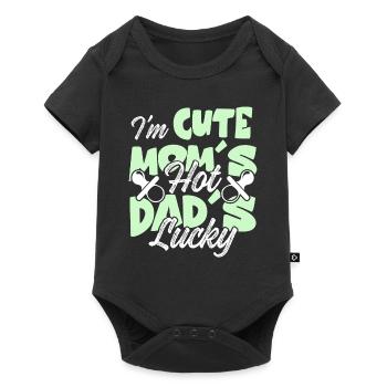 mignon maman papa bébé - Body à manches courtes Premium Bébé - noir - Devant