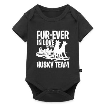 Sled dog Fur-ever in love with my husky team - Baby Premium short-sleeve bodysuit - black - Front