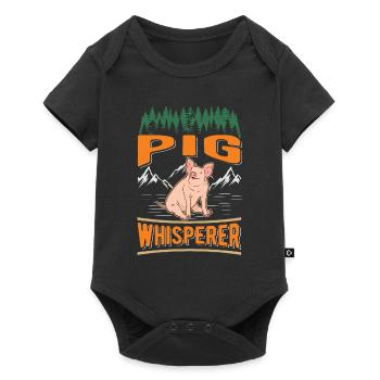 Pigs Whisperer Gift Farmer Pig - Baby Premium short-sleeve bodysuit - black - Front