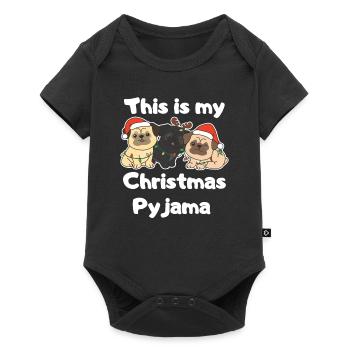 Pug Dogs Christmas Pajamas - Baby Premium short-sleeve bodysuit - black - Front