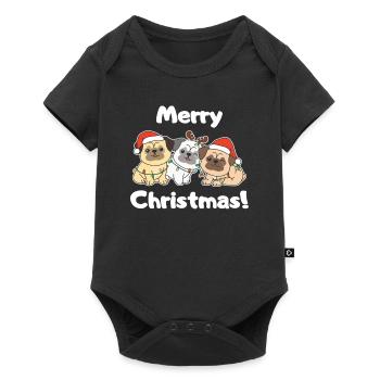 Carlin Noël Animaux mignons Chiens Joyeux Noël - Body à manches courtes Premium Bébé - noir - Devant