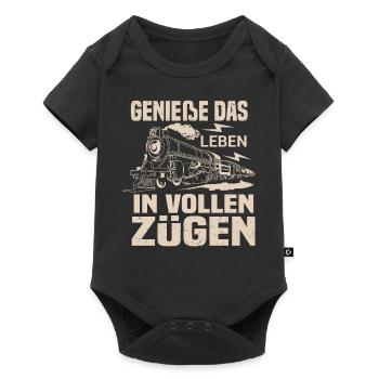 Genieße Das Leben In Vollen Zügen Zugführer - Baby Premium Kurzarmbody - Schwarz - Vorne