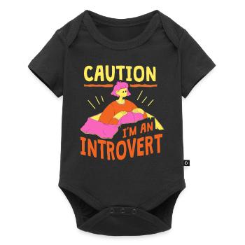 Attention Je suis un introverti timide - Body à manches courtes Premium Bébé - noir - Devant