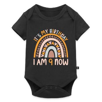 9 years old Rainbow Rainbow 9th birthday - Baby Premium short-sleeve bodysuit - black - Front