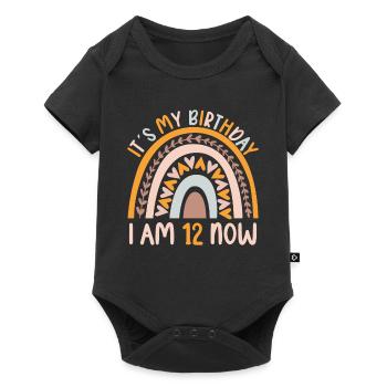 12 years old Rainbow Rainbow 12th birthday - Baby Premium short-sleeve bodysuit - black - Front