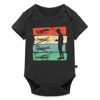 Modellflugzeug Flieger Flugzeug Pilot Modellflug - Baby Premium Kurzarmbody - Schwarz - Vorne