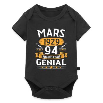 Mars 1929 94 Ans Que Je Suis Génial Anniversaire - Body à manches courtes Premium Bébé - noir - Devant