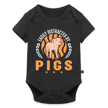Facilement distrait par Pigs Farmer Pigs - Body à manches courtes Premium Bébé - noir - Devant