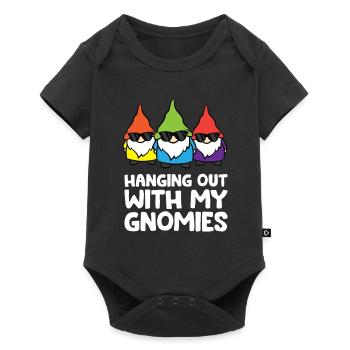 Accrocher avec mes gnomies drôle de gnome de jardin - Body à manches courtes Premium Bébé - noir - Devant