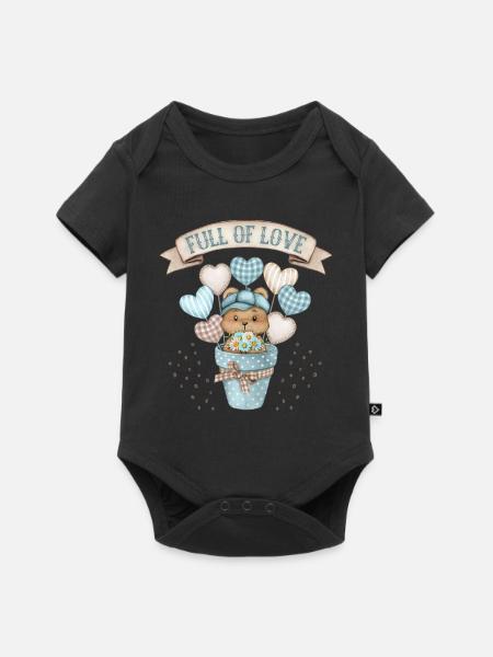 Baby-Boy, Baby-Bärchen, Baby-Teddybär-Motiv - Premium kortærmet baby-body  - sort