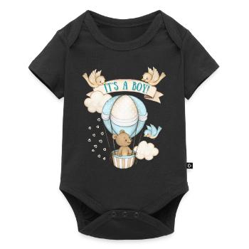 Baby-Boy, Teddybär-Baby, Cute-Design It's-A-Boy - Baby Premium Kurzarmbody - Schwarz - Vorne