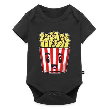 Pommes Frites Pommes mit Ketchup Drama Pommestüte - Baby Premium Kurzarmbody - Schwarz - Vorne