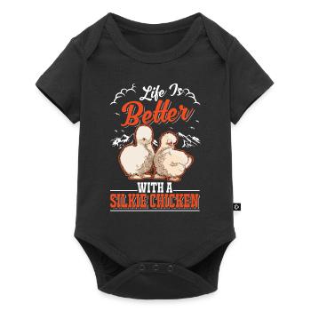 La vie est meilleure avec un Silkie Chicken Seidenhuhn - Body à manches courtes Premium Bébé - noir - Devant