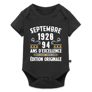 94 Ans Anniversaire Vintage Né(e) Septembre 1928 - Body à manches courtes Premium Bébé - noir - Devant