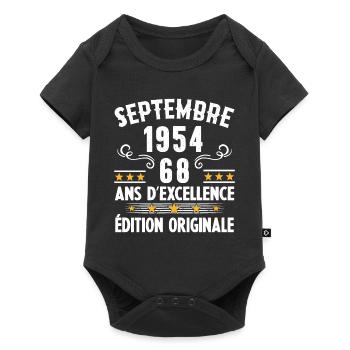68 Ans Anniversaire Vintage Né(e) Septembre 1954 - Body à manches courtes Premium Bébé - noir - Devant