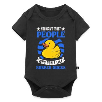 Canard en caoutchouc Cadeau Canard Grinçant Canard Bain Canard - Body à manches courtes Premium Bébé - noir - Devant