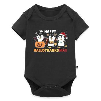 Happy Hallothanksmas Pinguine Weihnachts Pinguin - Baby Premium Kurzarmbody - Schwarz - Vorne