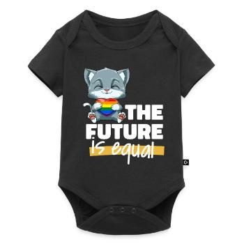 Niedliche LGBTQ Katze Herz - Katze LGBTQ Herz - Baby Premium Kurzarmbody - Schwarz - Vorne