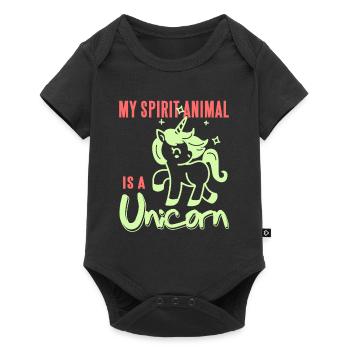 Retro Cute My Spirit Animal Is A Unicorn Present - Baby Premium Kurzarmbody - Schwarz - Vorne
