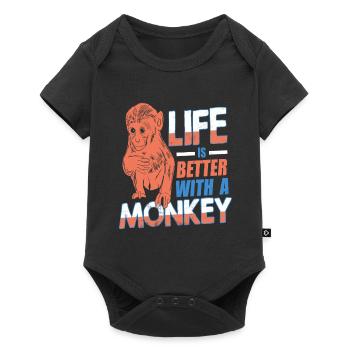 Life Is Better With A Monkey Retro Awesome - Baby Premium short-sleeve bodysuit - black - Front