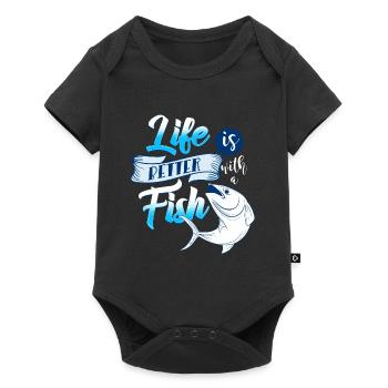 Life Is Better With A Fish Awesome Fisher Tea - Baby Premium short-sleeve bodysuit - black - Front
