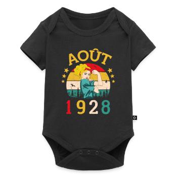 Août 1928 Anniversaire Vintage Happy Birthday - Body à manches courtes Premium Bébé - noir - Devant