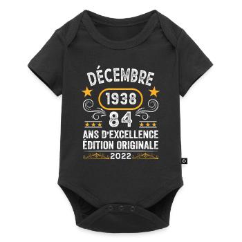 Anniversaire Vintage Idée Cadeau Décembre 1938 84 - Body à manches courtes Premium Bébé - noir - Devant