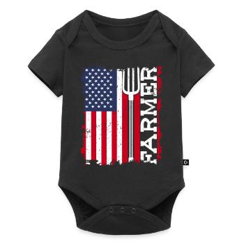 Amerikanische Flagge patriotische Landwirtlandwirt - Baby Premium Kurzarmbody - Schwarz - Vorne